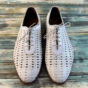 Allen Edmonds Seville Oxfords Mens 8.5 EEE White Basket Weave Leather Dress Shoe
